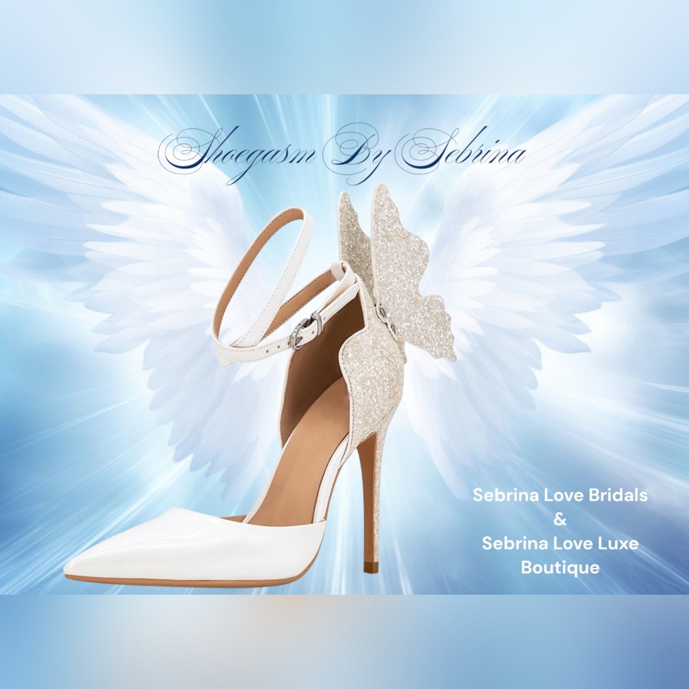 Ethereal White Sparkle Butterfly Heels